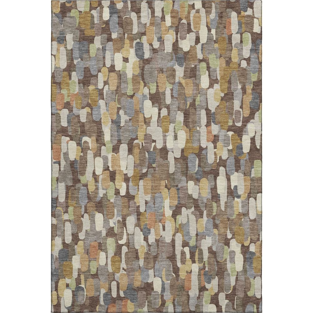 Mayfield Premium Machine Washable Abstract AMF2451 Chocolate 3 ft. x 5 ft. Area Rug price history on PriceWatchPro