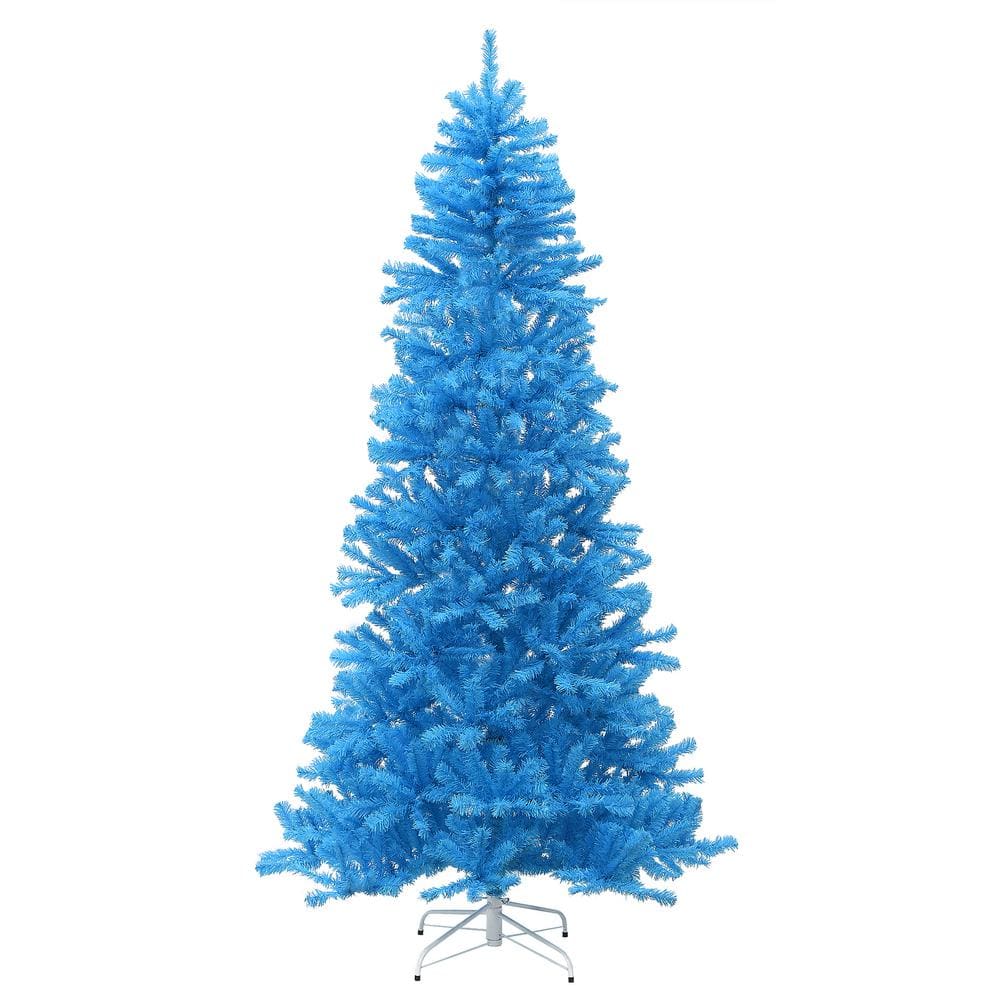 National Tree Company 7.5 ft. H Light Blue Matte PVC Artificial ...