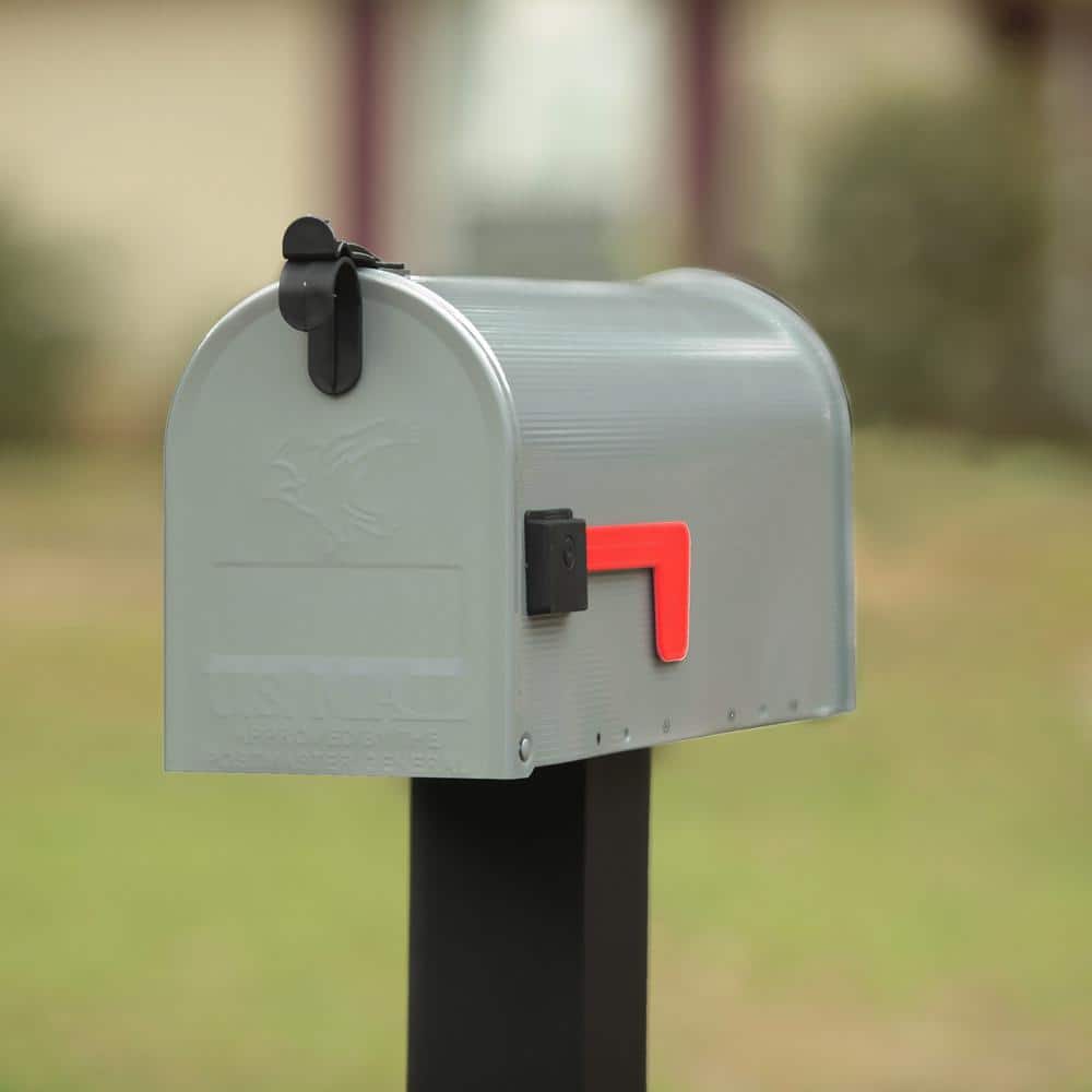 Grayson Medium Gray Steel Post-Mount Mailbox
