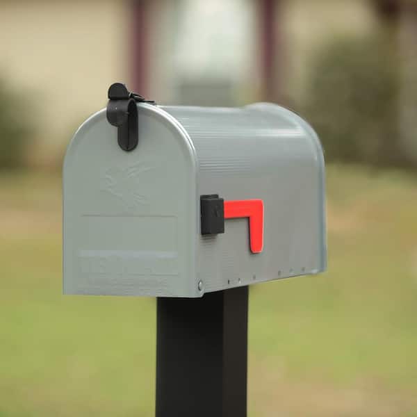 Grayson Gray, Medium, Steel, Post Mount Mailbox