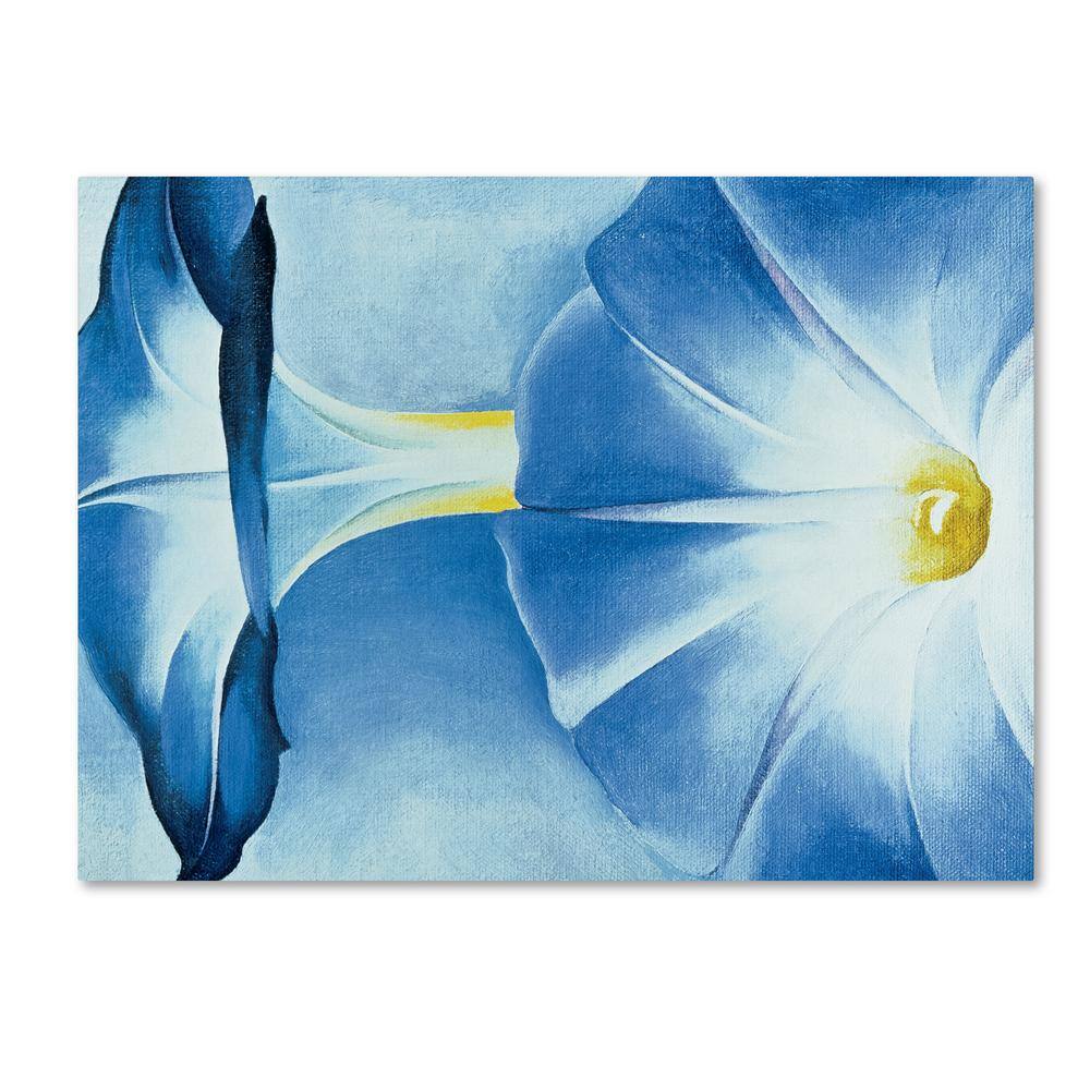 Blue Morning Glories Landscape Canvas Wall Art with Floater Frame
