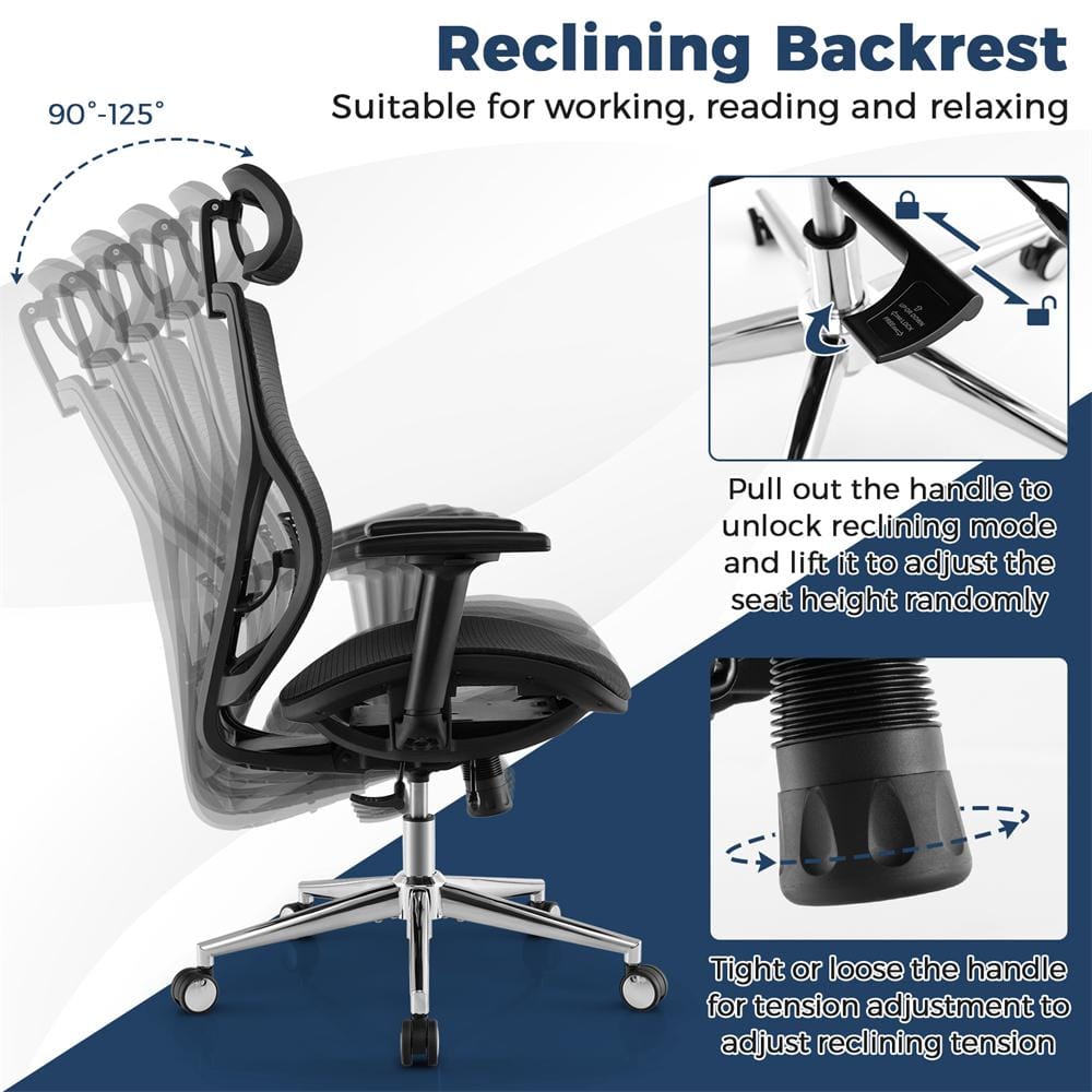 Black Mesh High Back Executive Swivel Chair with Adjustable Arms