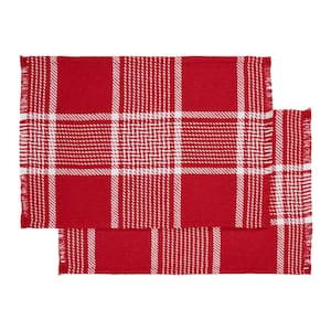 Eston 13 in. x 19 in. Red White Plaid Placemat (Set of 2)