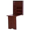 HOMCOM 37 in. Brown Fold-Out Floating Desk with 2-Adjustable Shelves ...