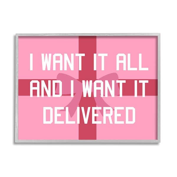 Stupell Industries Funny Want Gifts Delivered by Lil' Rue 1 Piece Framed Graphic Print Typography Poster Art Print 30 in. x 24 in.