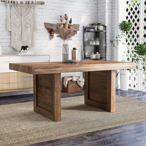 Furniture of America Sunniva Natural Tone Mango Wood Sled Dining Table (Seats 6)