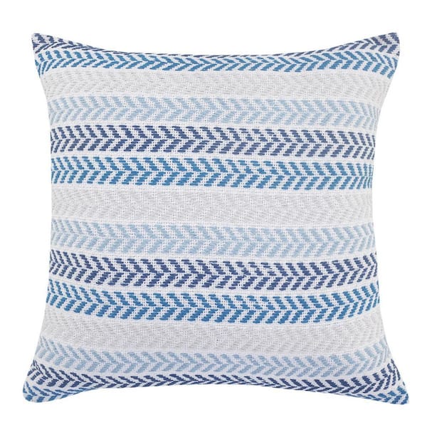 HomeRoots Blue Geometric Polyester 18 in. x 18 in. Throw Pillow Set of 2