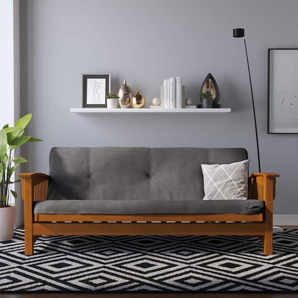 DHP Eve 6 in. Medium Thermo Bonded High Density Polyester Fill Tight Top Full Gray Futon Mattress