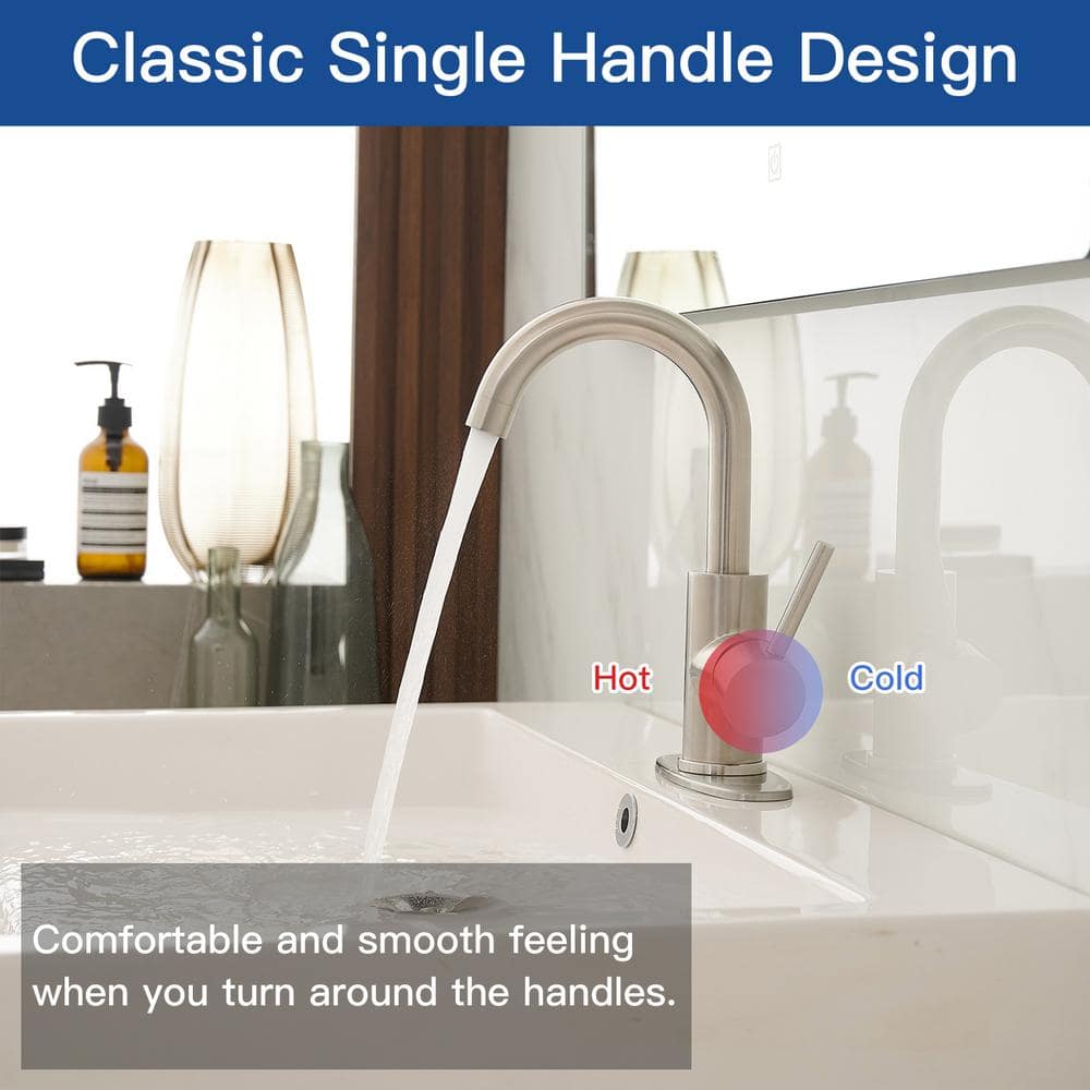 Stainless Steel Single-Handle High Arc Bathroom Faucet