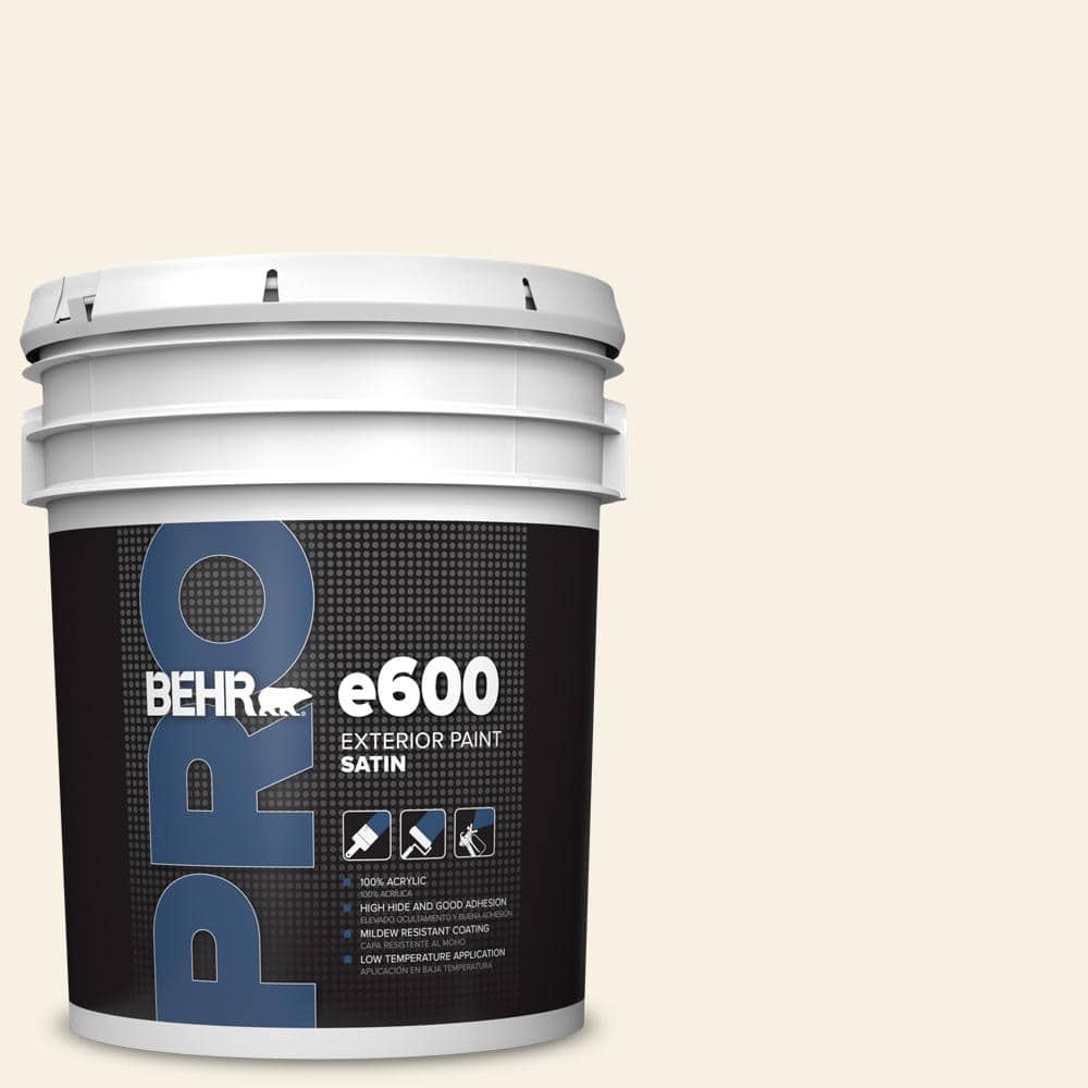 BEHR PRO 5 gal. ORW14 White Veil Satin Enamel Exterior Paint PR64005