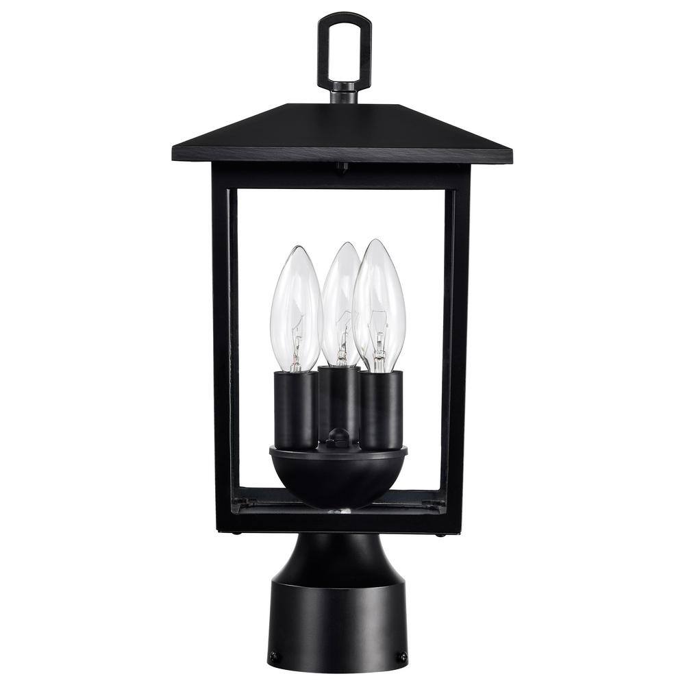 Jamesport Matte Black Aluminum Outdoor Post Lantern with Clear Glass