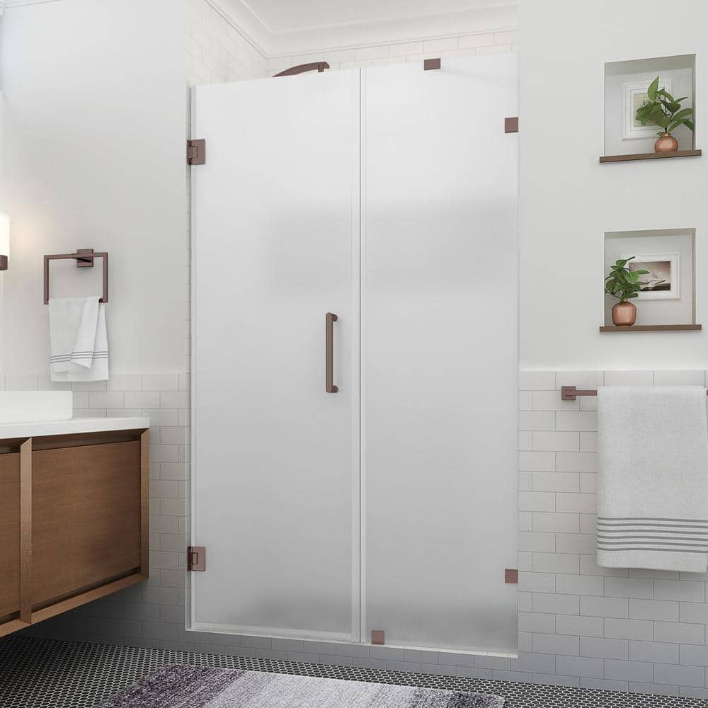 Nautis XL 52.25 - 53.25 in. W x 80 in. H Hinged Frameless Shower Door in Bronze with Ultra-Bright Frosted Glass price history on PriceWatchPro