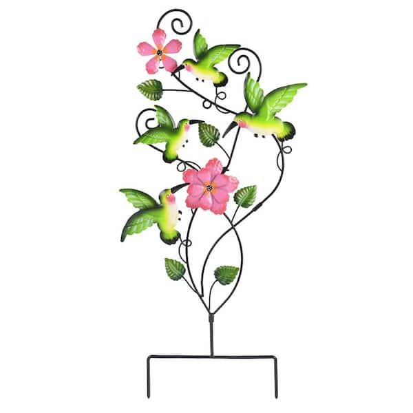 Phewnyzo 30 in. Metal Hummingbird Garden Stake Decorative For Garden Yard Outdoor WIth Anti Rust Spring Decor Art Housewarming