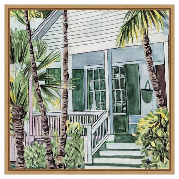 Amanti Art Palm House I by Melissa Wang 22 in. W x 22 in. H. Canvas Wall Art Print Framed in Brown