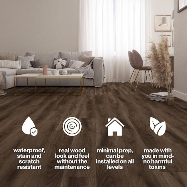 Lucida USA (Sample) MaxCore Pro Bark Brown Wood Look 20-mil Interlocking Luxury Vinyl Plank