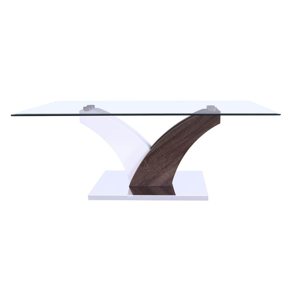 Forest Coffee Table Clear Glass in White and Walnut