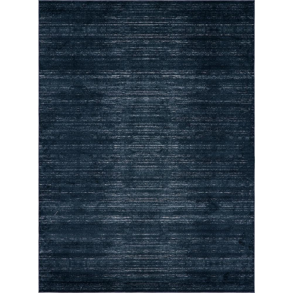 Navy Blue and Ivory 9' x 12' Easy-Care Synthetic Area Rug