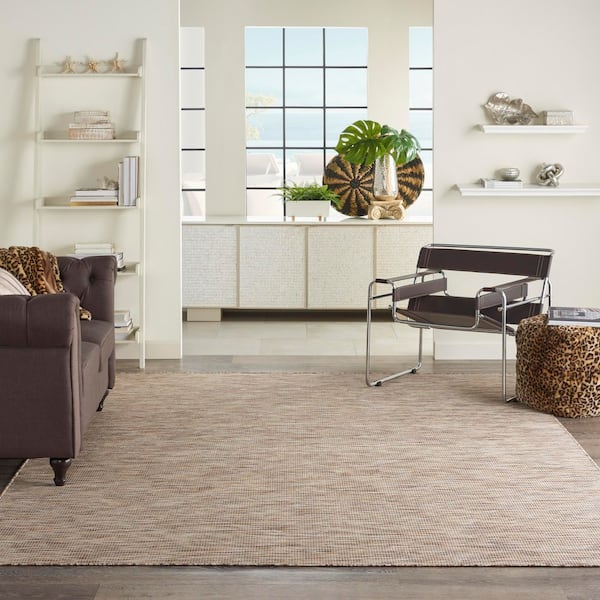 Positano Beige 7 ft. x 10 ft. Solid Modern Indoor/Outdoor Patio Area Rug