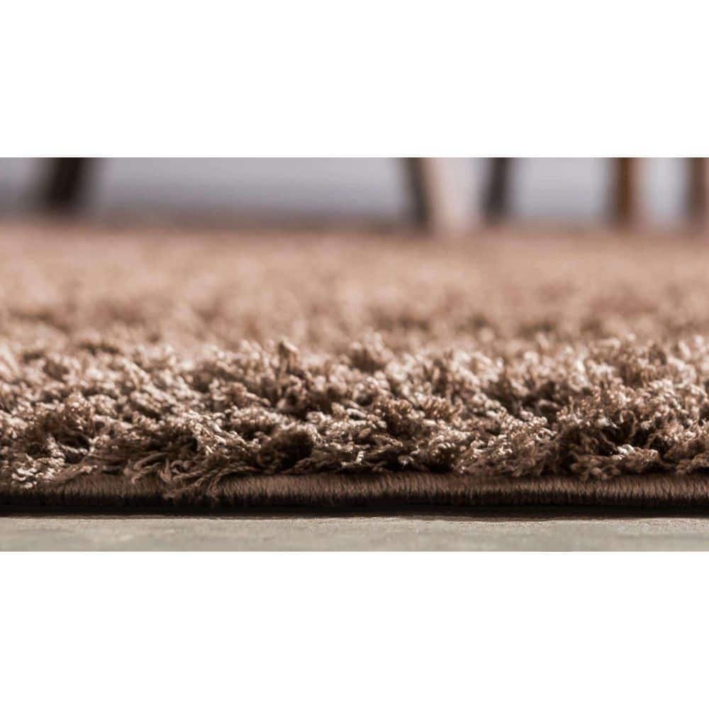 Brown 8' x 10' Solid Shag Synthetic Area Rug
