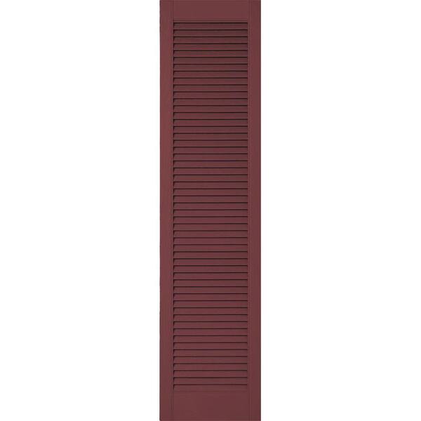 Ekena Millwork 14-1/2 in. x 59 in. Lifetime Vinyl Custom Straight Top All Open Louvered Shutters Pair Wineberry