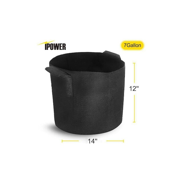 iPower 15-Gal. Thickened Grow Bag for Garden, Nonwoven Fabric Pots Aeration Container with Handles, Black (10-Pieces)