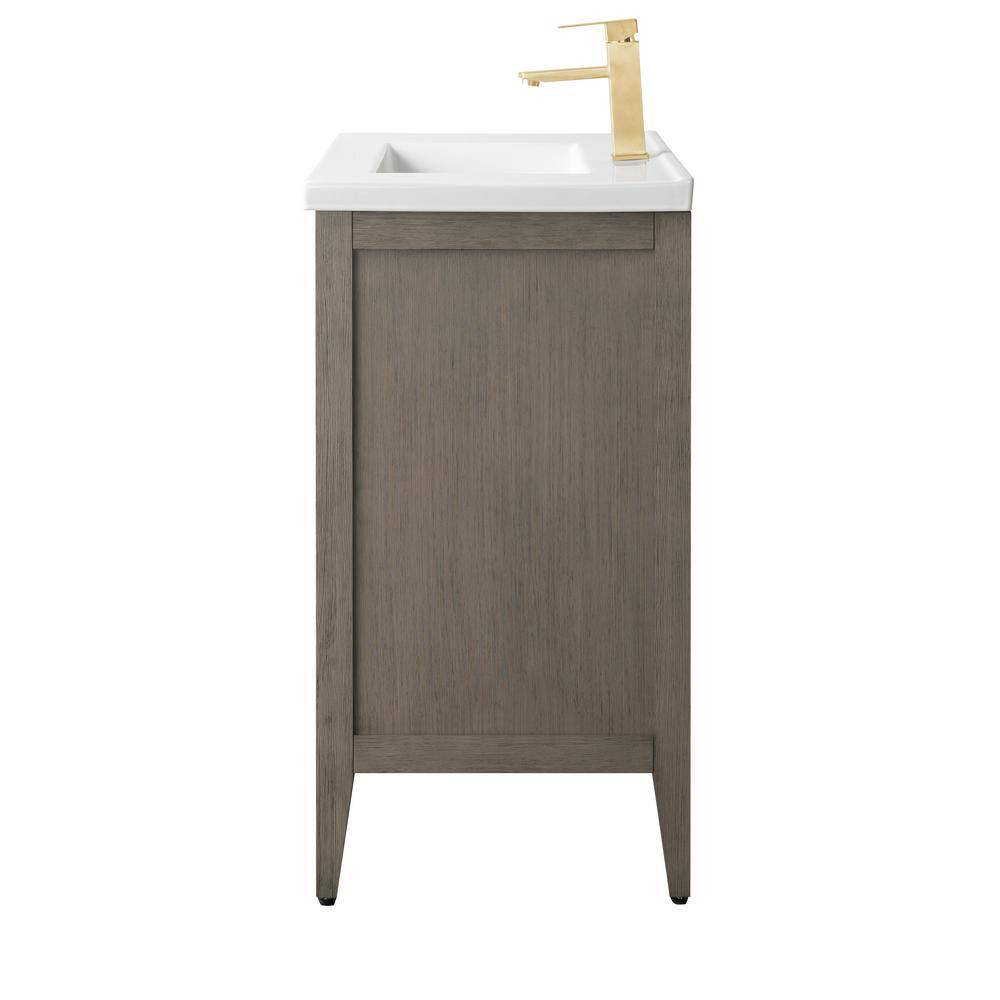 30" Driftwood Gray Single Bathroom Vanity with Ceramic Countertop