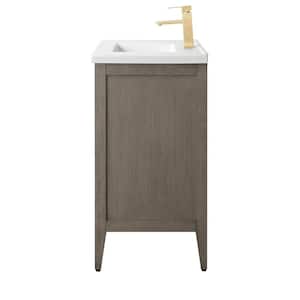 30 in. W x 18.5 in D x 34 in. H Single-Sink Bathroom Vanity Cabinet in Driftwood Gray with Ceramic Top in White
