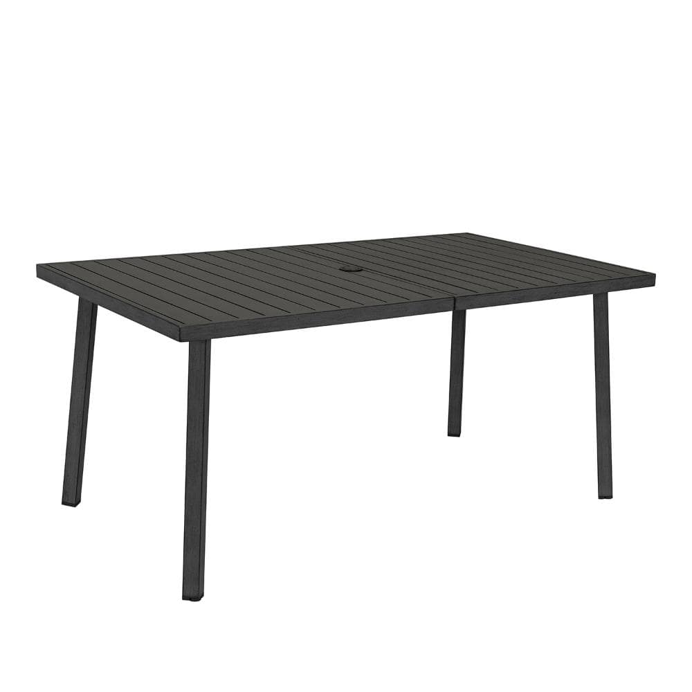 1-Piece Black Aluminum Rectangle Patio Outdoor Dining Table with Umbrella Hole for 6 Person price history on PriceWatchPro
