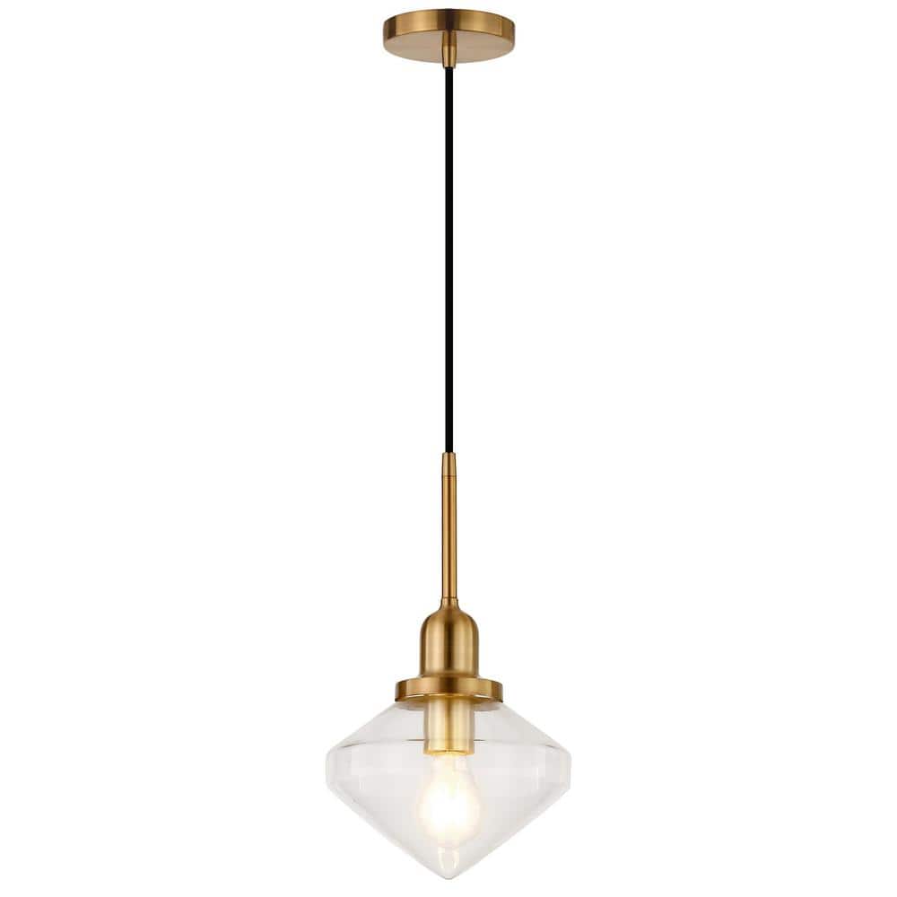 Zaria Brushed Gold Clear Glass Globe Pendant with Adjustable Cord