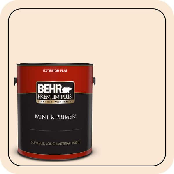 BEHR PREMIUM PLUS 1 gal. #PPU4-09 Cafe Cream Flat Exterior Paint & Primer