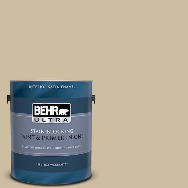 BEHR ULTRA 1 gal. #UL170-6 Rye Bread Satin Enamel Interior Paint and Primer in One