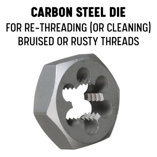 Bright Uncoated 1-7/16 Width Drillco 3360E Series Carbon Steel Hexagon Rethreading Die M18 x 2 Finish Bright Uncoated 1-7/16 Width Drillco 3360E Series Carbon Steel Hexagon Rethreading Die M18 x 2 Finish