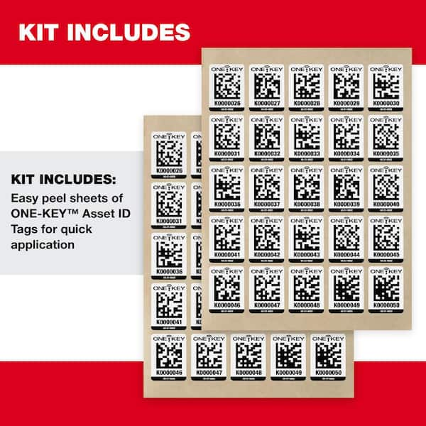 Milwaukee Large ONE-KEY Asset ID Tags For Metal Surfaces (25-Tags