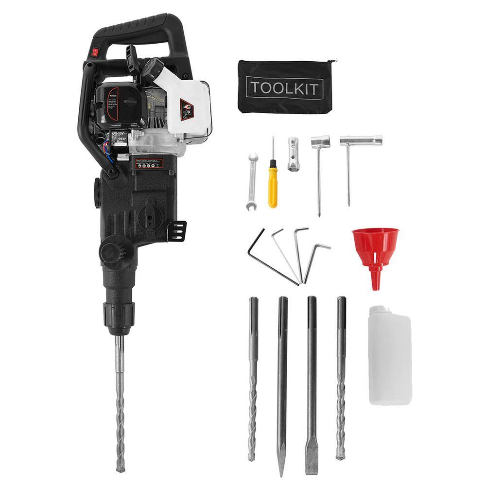 XtremepowerUS 25 in. 32.7 cc Gasoline Demolition Concrete Breaker Hammer and Drill Kit with