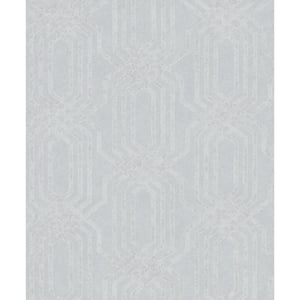 Hotel Collection Silver Embossed Geometric Trellis Glitter Finish Non-Pasted Non-Woven Wallpaper Sample