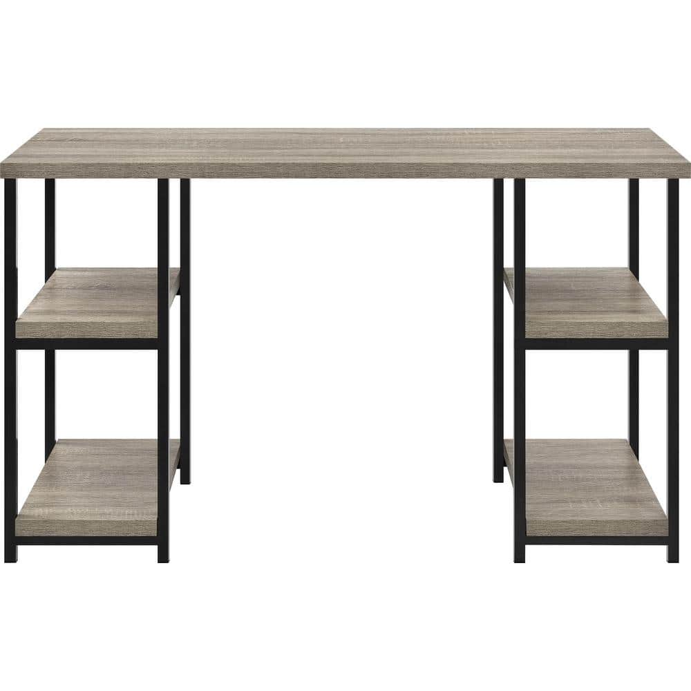 Seneca 47.5 in. Rectangular Distressed Gray Oak Writing Desk with Storage