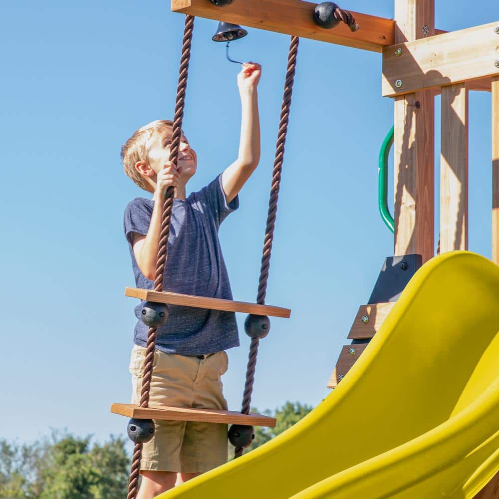 Cedar Endeavor Swing Set with Yellow Wave Slide