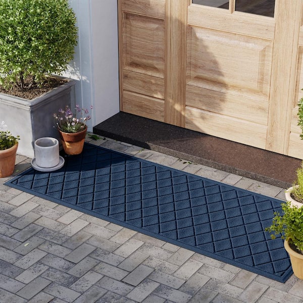 Waterhog Argyle Navy 22 in. x 60 in. PET Polyester Indoor Outdoor Runner Door Mat