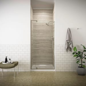 Revel 31-36 in. W x 70 in. H Frameless Pivot Shower Door in Anodized Brushed Nickel with Handle