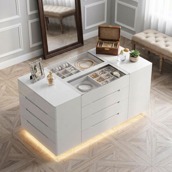 glass top dresser Amazon.com: ZORPLIX White 8 Drawer Dresser for Bedroom, Modern Chest of  Drawers, Jewelry Dresser Display with Glass Top and LED Light, Dressers  Organizer for Bedroom, Closet, Living Room : Home & Kitchen