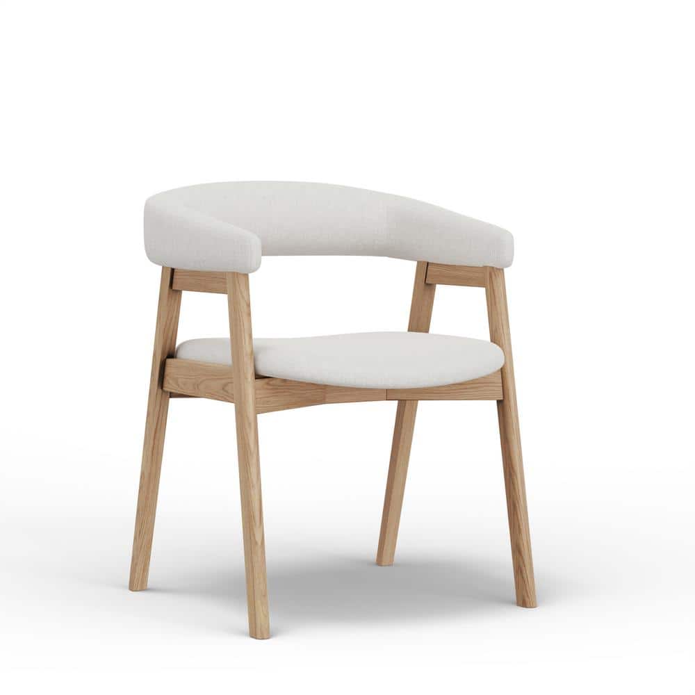 Natural Solid Wood Arm Chair with Upholstered Back and Seat