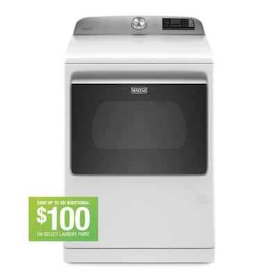 7.4 cu. ft. 120-Volt Smart Capable White Gas Vented Dryer with Steam and Hamper Door, ENERGY STAR