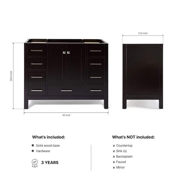Cambridge 42 in. W x 21.5 in. D x 34.5 in. H Freestanding Bath Vanity Cabinet Only in Espresso