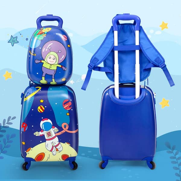 VLIVE 2-Piece Kids Luggage 18 in. Set Astronaut Pattern Blue