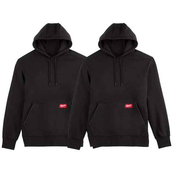 Men's Large Black Midweight Cotton/Polyester Long-Sleeve Pullover Hoodie (2-Pack)