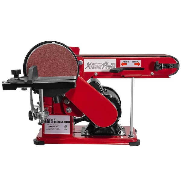 XtremepowerUS 4 in. x 36 in. Belt with 6 in. Disc Sander Corded Benchtop Wood Sanding Station with Adjustable Tilt and Dust Port