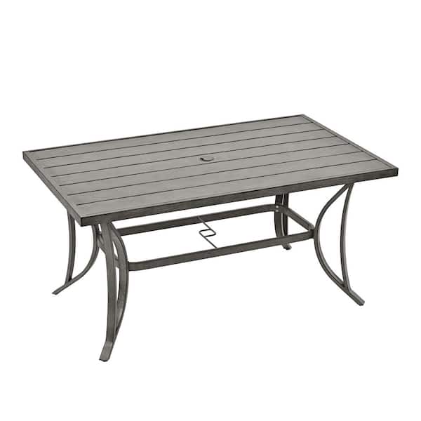 ChillPavilion Urban Oasis Rectangle 60 in. x 36 in. Outdoor Aluminum Dining Table with Umbrella Hole