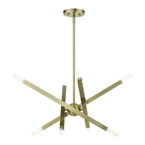 Everson 8 Light Antique Brass Sputnik Chandelier for Dining Room with No Bulbs Included