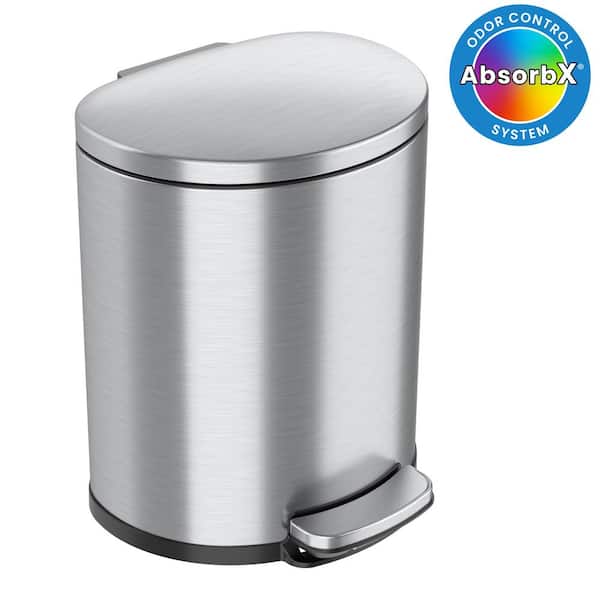 iTouchless 5 Gal. / 19 Liter Stainless Steel SoftStep Semi-Round Household Metal Trash Can with Odor Filter