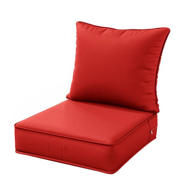 WNP 19 in. x 19 in. x 4 in. Square Outdoor Deep Seating Cushion Set Seat and Back Cushion for Chair and Sofa Red